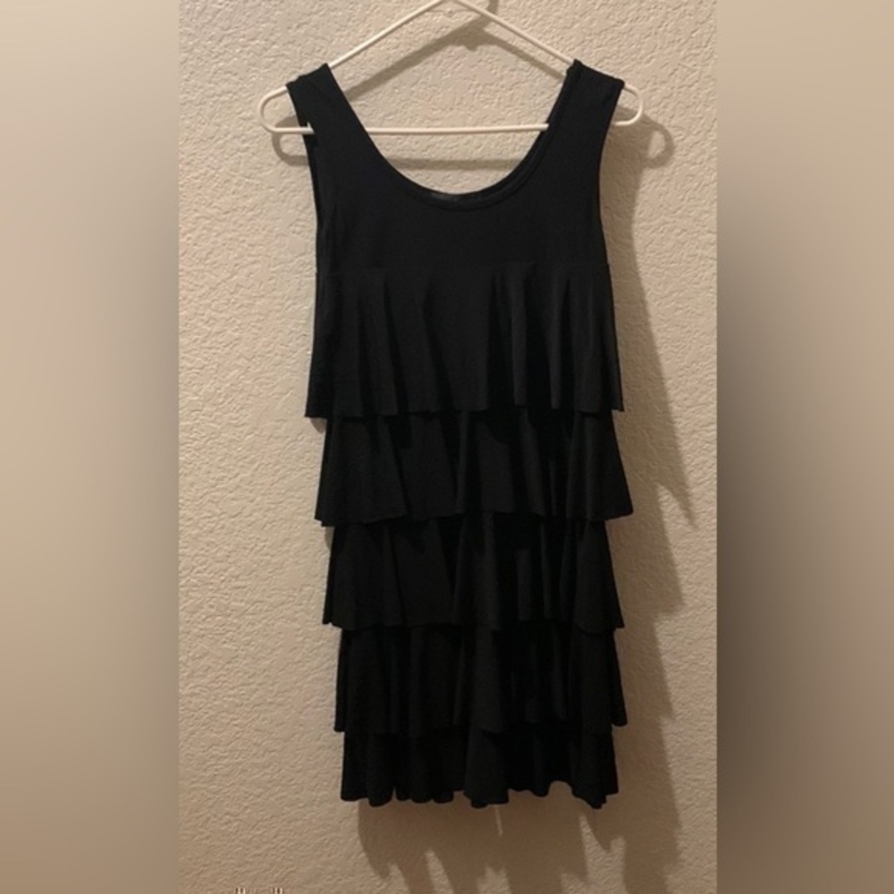 Veronicam black tiered dress